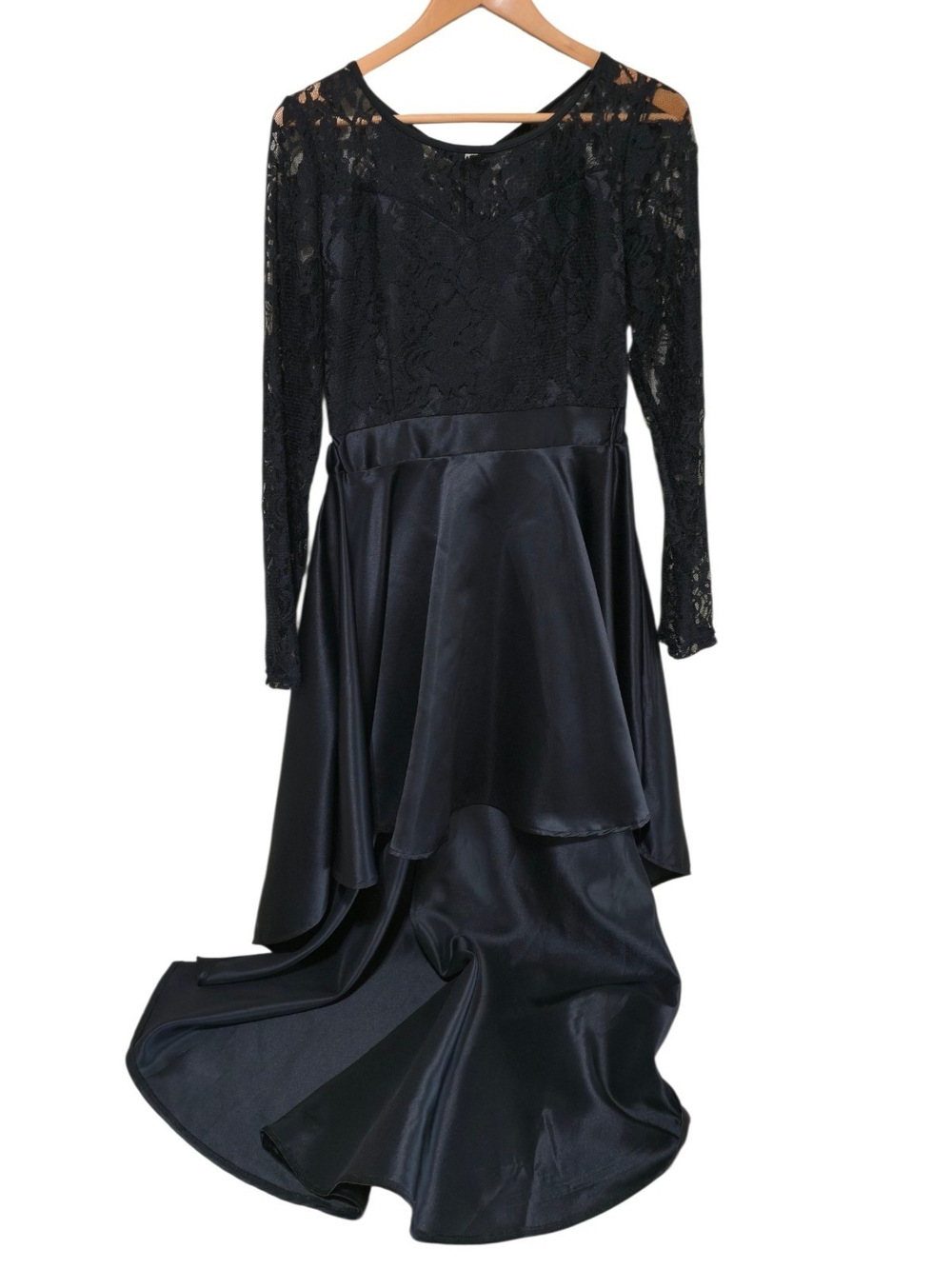 Black Lace High Low Whimsigoth Dress Woman L Witchy Goth Vamp Costume Evening